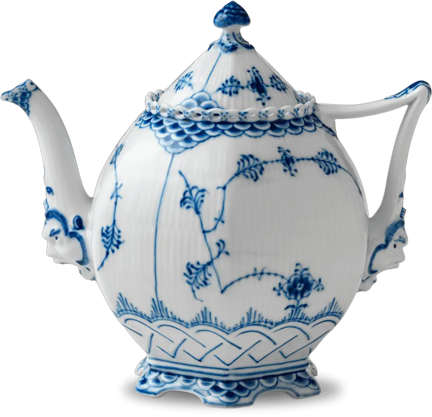  Blue Fluted Full Lace Teapot Royal Copenhagen Teapot Png Lace Border Transparent