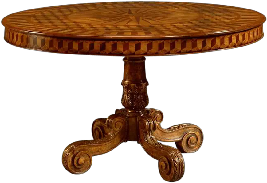  Inlaid Round Dining Table Transparent Antique Round Table Png Round Table Png