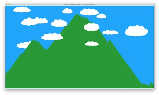  Blue Sky Mountain And Clouds With Python Turtle U2013 Learn Landscape For Python Turtle Png Mountain Drawing Png