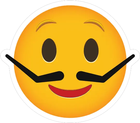  Phone Emoji Sticker Silly Mustache Wide Grin Png Mustache Icon For Facebook