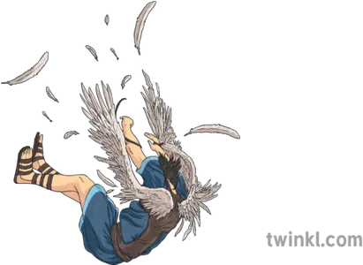  Icarus Falling Flying Wings Person Man Illustration Png Person Falling Png