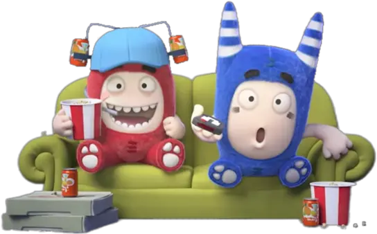  Oddbods Pogo And Fuse Watching A Movie Png