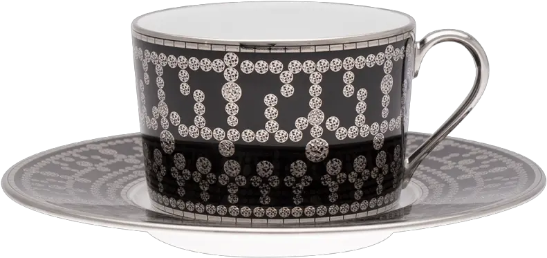  Tiara Tea Cup And Saucer Black Platinum Saucer Png Tea Cup Transparent