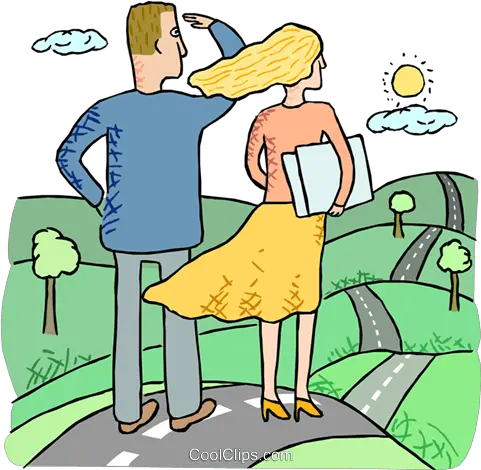  Man And Woman Looking Down The Road Royalty Free Vector Clip Looking At The Road Clipart Png Road Clipart Transparent