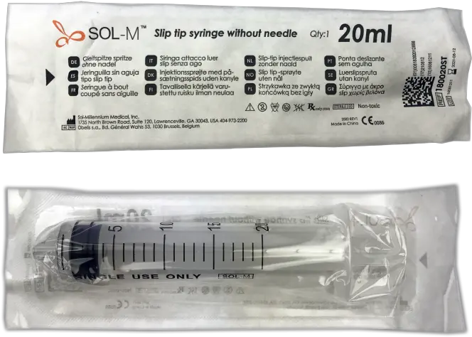  Sol M Slip Tip Syringe Wo Needle 20ml 100pcs Cylinder Png Needle Transparent