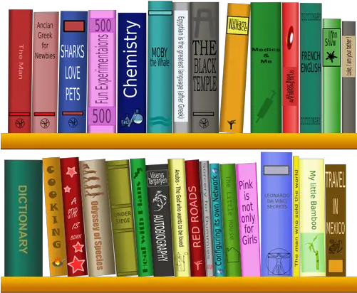  Filled Book Shelf Clip Art Books In Library Png Bookshelf Png