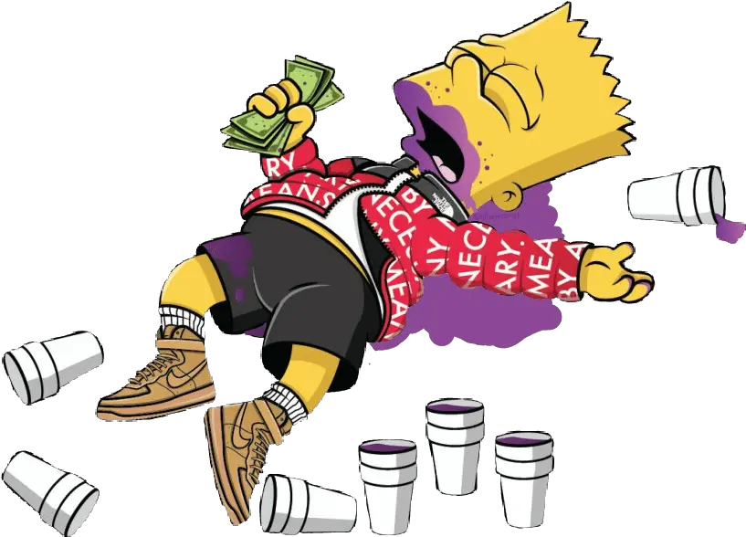  Hypebeast Bart Simpson Supreme Lean Png Download High Bart Simpson Png Hypebeast Png