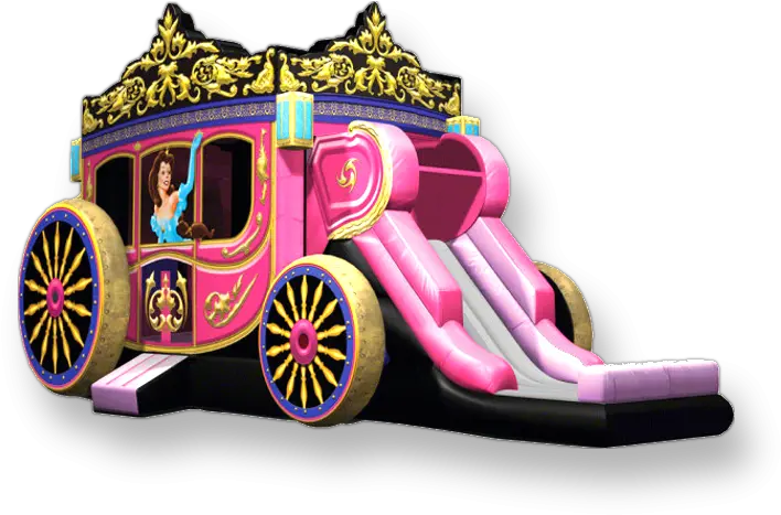  Princess Carriage Portland Party Works Inflatable Bounce Princess Carriage Png Cinderella Carriage Png