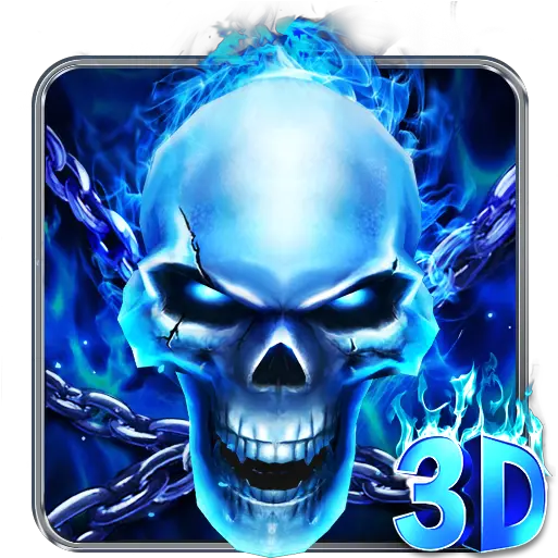  3d Blue Flaming Skull Theme Launcher 112 Download Android Skull On Fire Blue Png Flaming Star.png Icon