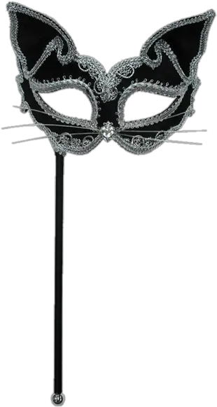  Cat Mask Masquerade Mask With Stick Png Masquerade Mask Png