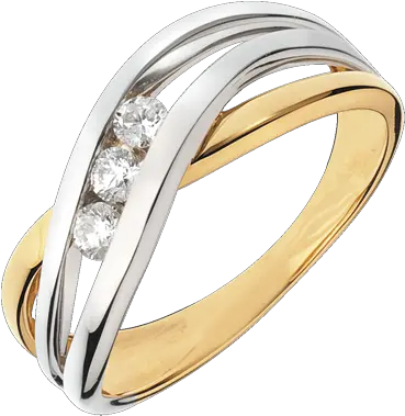  Trilogy Ring Precious Nest Nympheade Yellow And White Gold 3 Diamonds 18 Carats Engagement Rings White And Yellow Gold 18 Carats Diamond Anillos Oro Blanco Y Amarillo Png Diamon Png