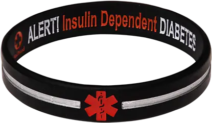  Diabetes Insulin Dependent Black Stripe Reversible Medical Bracelet Solid Png Black Stripe Png