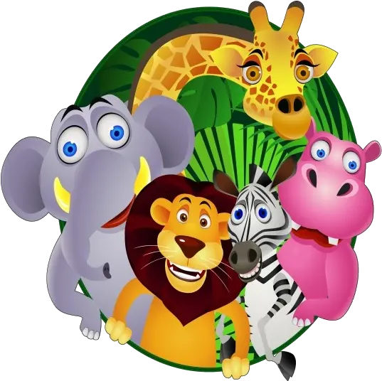  Giraffe Lion Zebra Elephant Hippo Cartoon Picture Cartoon Jungle Theme Png Zebra Transparent Background