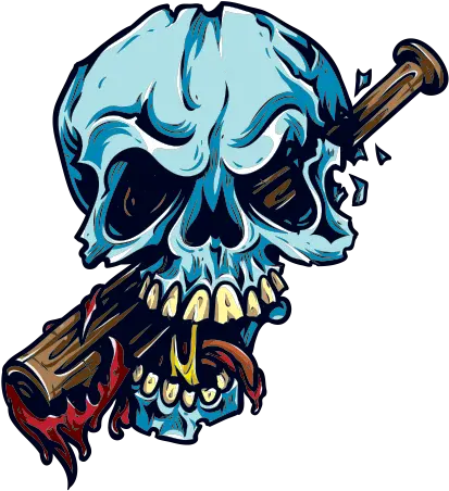  Printed Vinyl Skull With Baseball Bat Stickers Factory Skull Smash Png Baseball Bat Transparent Background