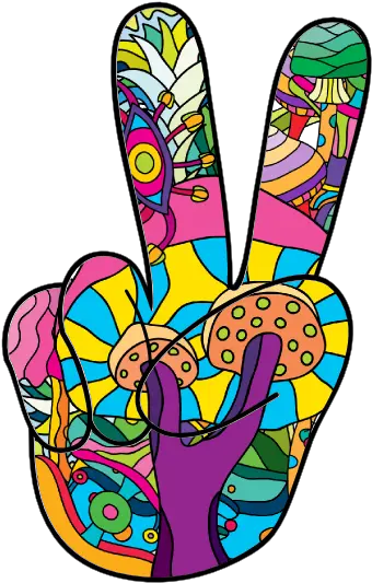  Psychedelic Hand Peace Sign Hippie Sticker Hand Peace Sign Hippy Png Peace Sign Png