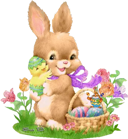  Download Bunny Hold Chick Cute Easter Bunny Png Full Happy Easter Cute Bunny Easter Bunny Png