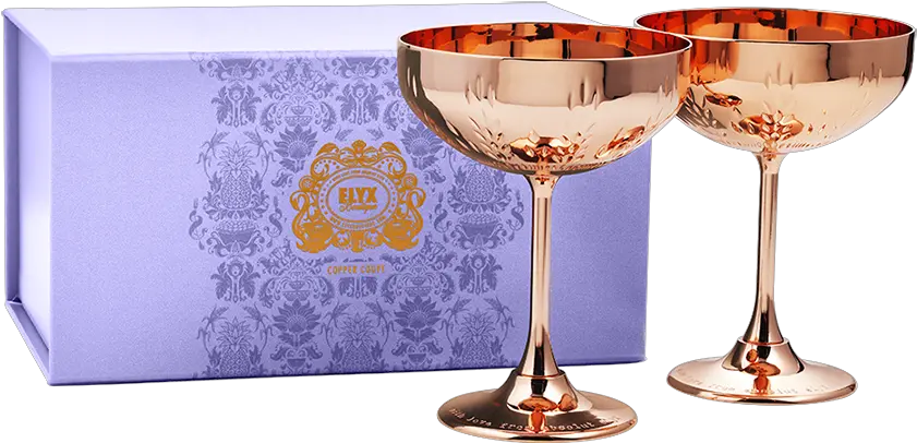  Copper Cocktail Coupe Gift Set Champagne Stemware Png Martini Glass Png