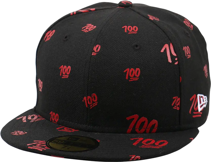  100 Allover Emoji Black 59fifty Cap Baseball Cap Png 100 Emoji Png