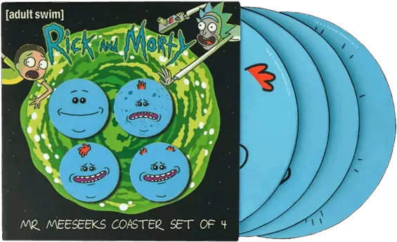  Rick And Morty Mr Meeseeks 4piece Coaster Set Rick And Morty Plate Png Mr Meeseeks Png