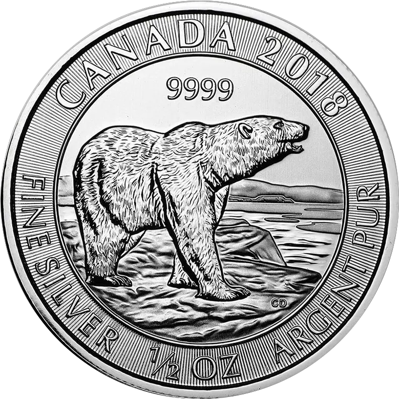  12 Oz Royal Canadian Mint Silver Polar Bear Coin Random 1 2 Oz 2019 Royal Canadian Mint Polar Bear Silver Coin Png Polar Bear Icon