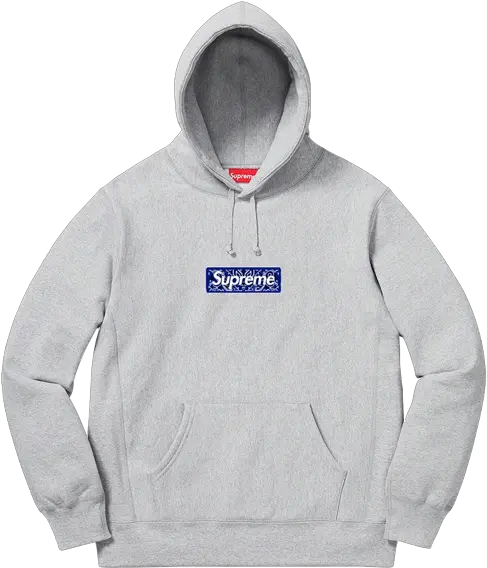  Supreme Bandana Box Logo Hooded Sweatshirt Grey Fw19 Box Logo Bandana Supreme Png Box Logo Png