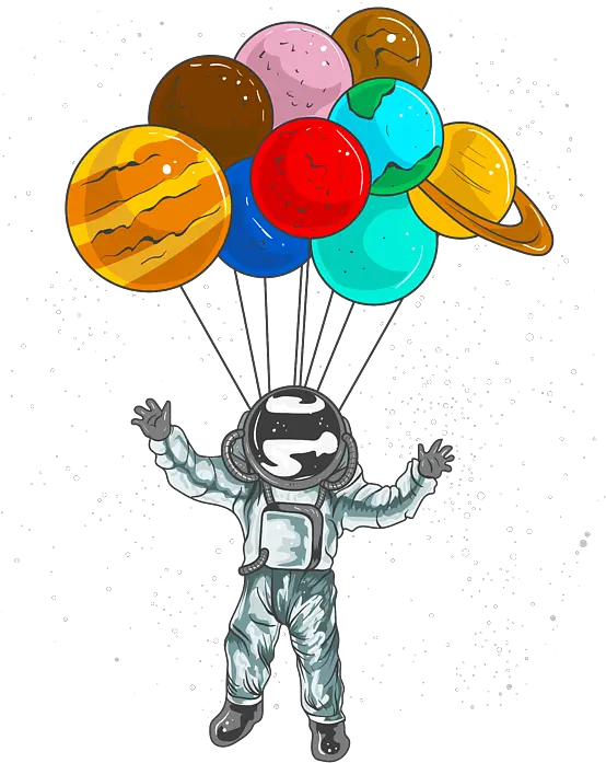  Astronaut In Space Flying With Planet Balloon Png Story Album Icon Wiyh A Flying Ballon Android