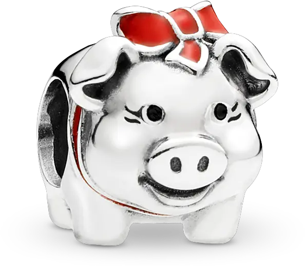  Piggy Bank Silver Charm With Black And Cartoon Png Piggy Bank Transparent