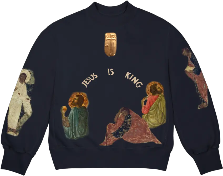  Jesus Is King Cross Crewneck Kanye West Jesus Is King Sweatshirt Png Kanye West Head Png