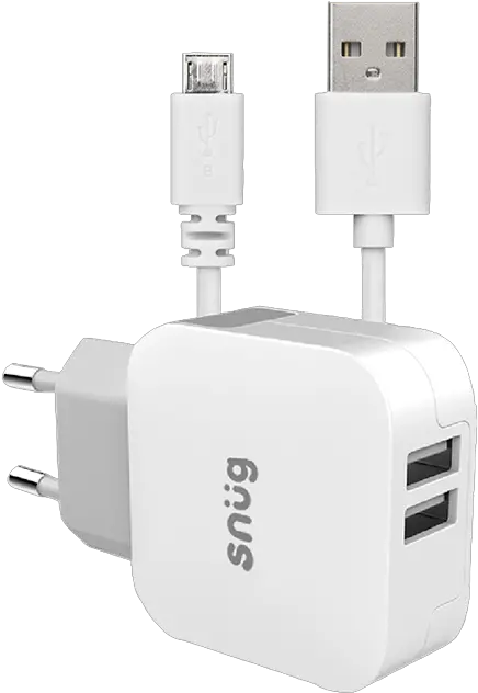  Snug 2 Port Usb Home Charger With Micro Charge U0026 Sync Cable Usb Charger And Cable Png Charger Png