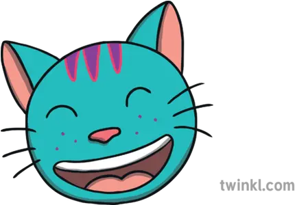  Cheshire Cat Feline Animal Face Ks1 Eyfs Illustration Twinkl Frog Spitting Out Water Png Cheshire Cat Smile Png