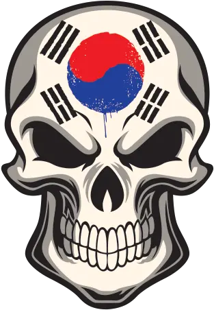  Printed Vinyl South Korea Flag Skull Stickers Factory South Korea Skull Flag Png South Korea Flag Png