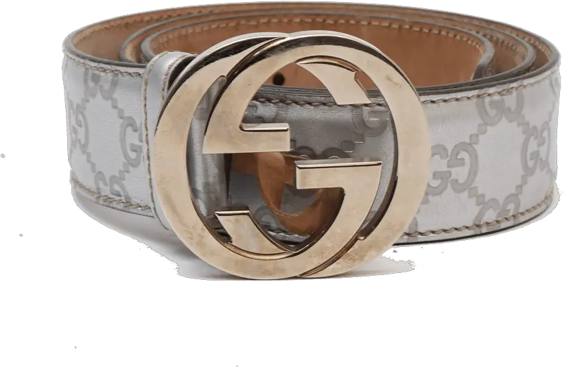  Silver Guccissima Gg Women Belt Size 36 Solid Png Gucci Belt Png