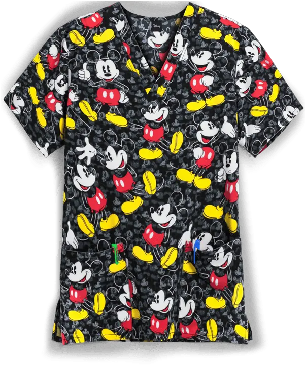  Tooniforms Disney All The Mickeys Unisex Print Scrub Top 2x Print Short Sleeve Png Mickey Mouse Windows Icon