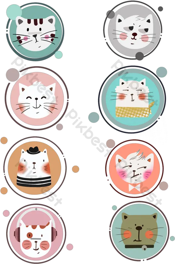  Cute Cat Avatar Icon Design Psd Free Download Pikbest D Thng Avatar Mèo Png Kawaii Youtube Icon