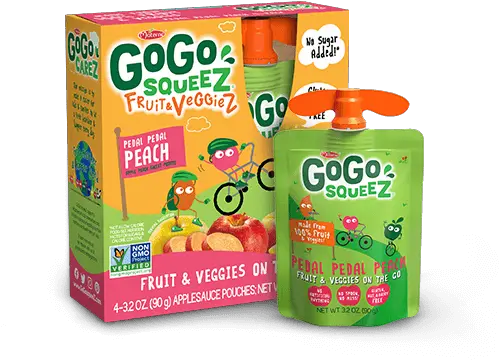  Gogo Squeez Pedal Peach Fruit U0026 Veggiez Snack Pouches Gogo Squeez Apple Strawberry Png Peach Transparent