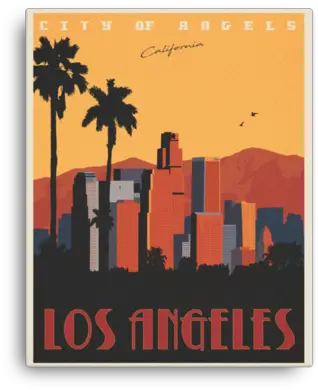  Los Angeles California Vintage Travel Poster Enhanced Los Angeles Travel Print Png Los Angeles Skyline Png