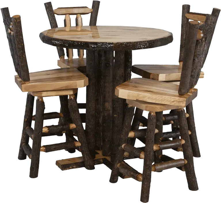  Hickory Log Pub Table Solid Png Bar Table Png