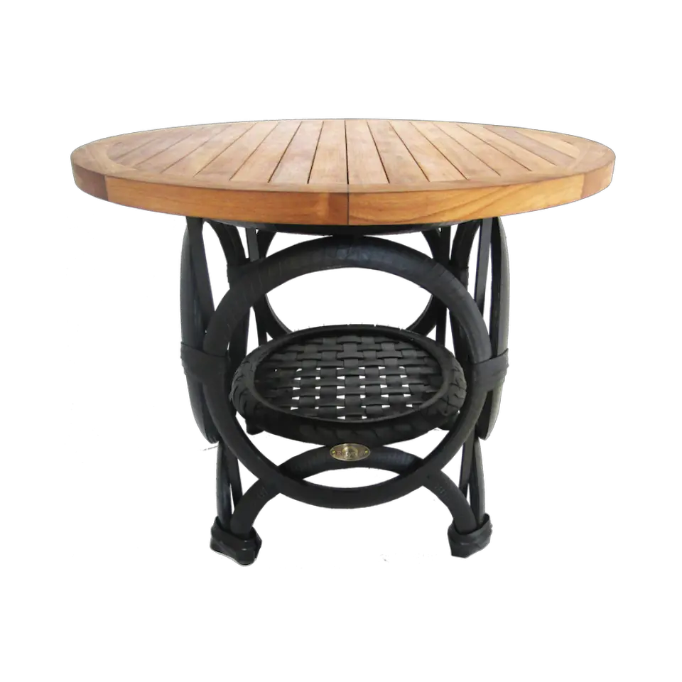  Download 01 Teak Tyre Cafe Table Round Solid Png Cafe Table Png