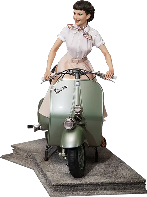  Roman Holiday Princess Ann U0026 1951 Vespa 125 Statue From Blitzway Audrey Hepburn En Vespa Png Roman Statue Png