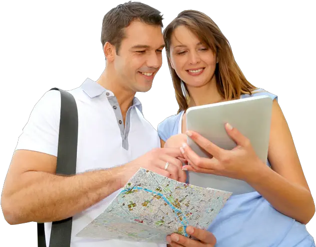  Couple Of Tourists Holding A Map Free 467792 Png Images Interaction French Textbook Tourist Png