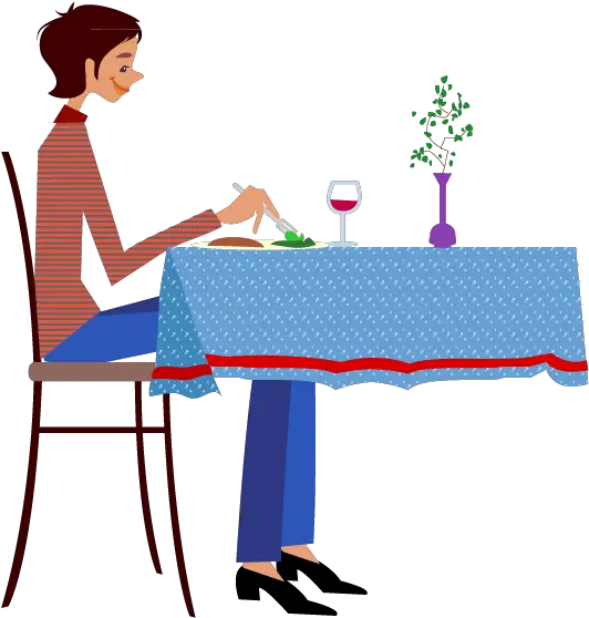  Cartoon Table Png Person Sitting In Chair Side View Drawing Eat Png