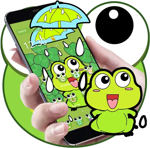  Download Lovely Frog Big Eye Raindrop Cartoon Theme Free For Mobile Phone Png Big Eyes Icon