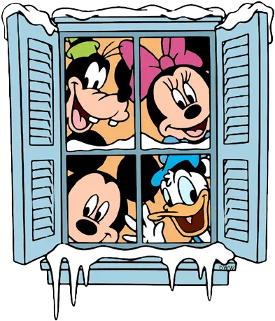  Download Winter Clipart Minnie Mickey Mouse Looking Through A Window Png Window Clipart Png