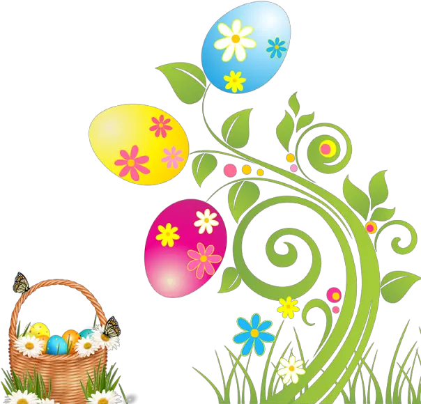  Easter Flowers And Basket Wall Transparent Background Easter Borders Png Wall Vines Png