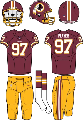  Washington Redskins Home Uniform National Football League Washington Redskins Football Uniform Png Redskins Logo Png