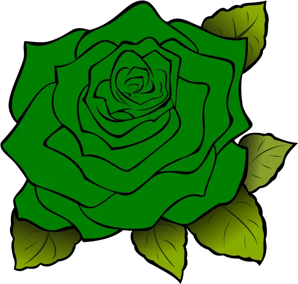  Dark Green Rose Flower Clip Art Vector Clip Rose Drawing With Leaves Png Rose Flower Png