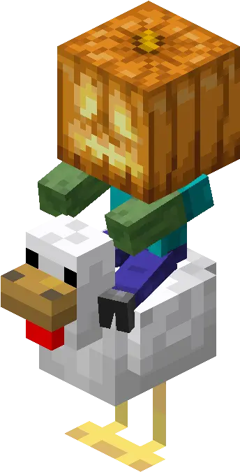  Chicken Jockey With Jack Ou0027lanternpng Minecraft Wiki Minecraft Baby Zombie Riding Chicken Jack O Lantern Png