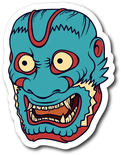  Japanese Noh Mask Vinyl Sticker Japanese Mask Png Oni Mask Png