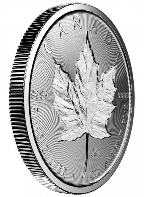  2019 Incuse Canadian Maple Leaf Silver Coins Gold Spot Incuse Maple Leaf Coin Png Canada Maple Leaf Png