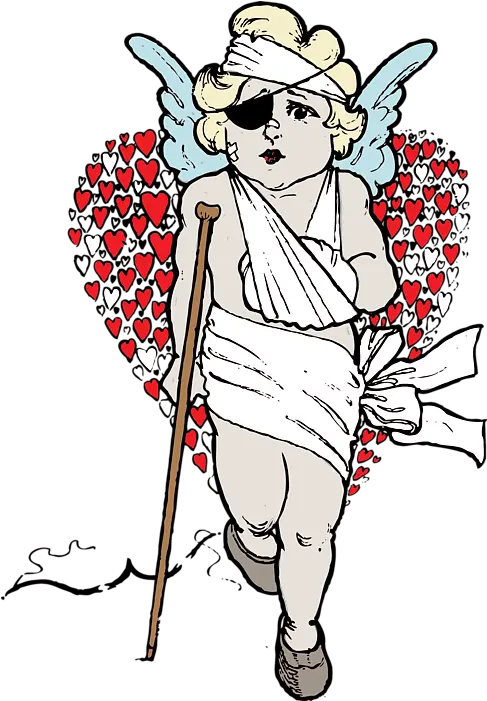  Beaten Up Cupid Art Funny Love Broken Heart Art Carryall Pouch Broken Heart Cupid Png Cupid Transparent Background